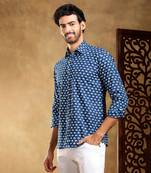 Madkal blue cotton hand block shirt