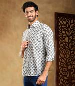 Madhur grey cotton hand block shirt
