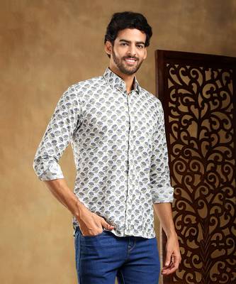 Madhur grey cotton hand block shirt 2