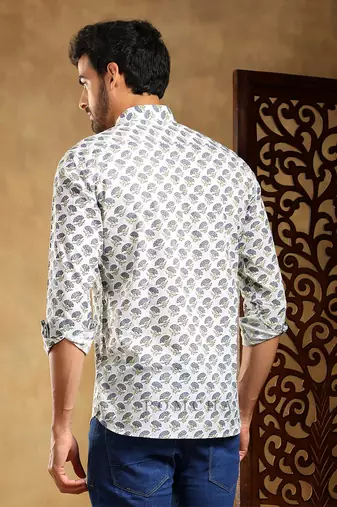 Madhur grey cotton hand block shirt