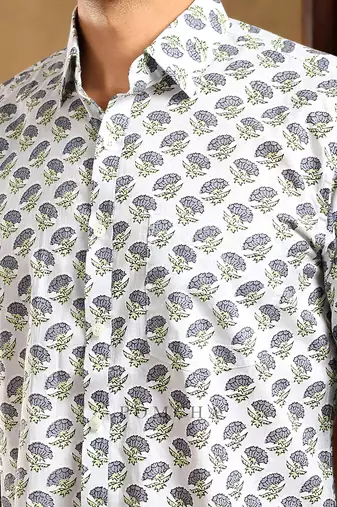 Madhur grey cotton hand block shirt