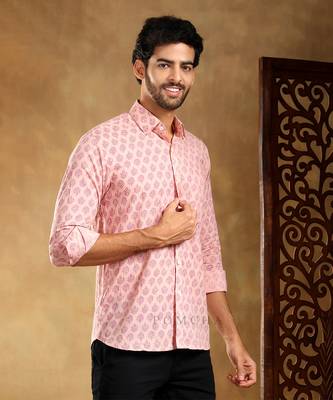 Shubh gulabi cotton hand block shirt 2