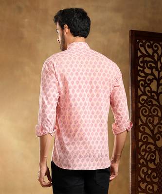 Shubh gulabi cotton hand block shirt 3