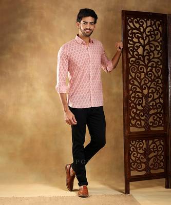 Shubh gulabi cotton hand block shirt 4