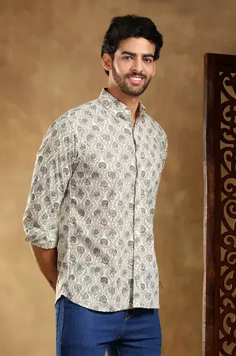 Sunhera cotton hand block shirt