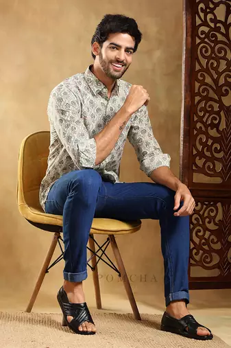 Sunhera cotton hand block shirt