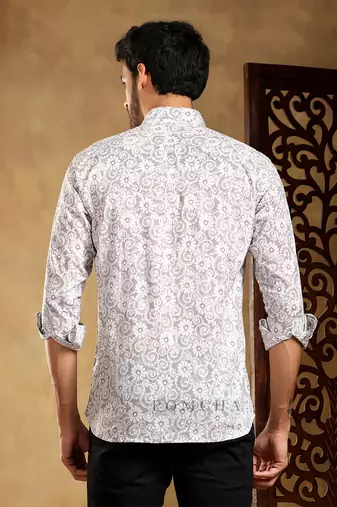 grey cotton hand block shirt