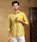 Mohey yellow cotton hand block shirt