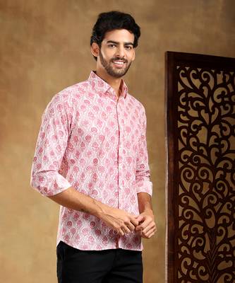 Gulabi phool cotton hand block shirt 2