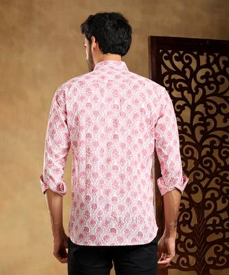 Gulabi phool cotton hand block shirt 4
