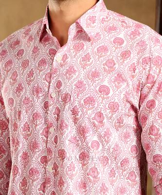 Gulabi phool cotton hand block shirt 5