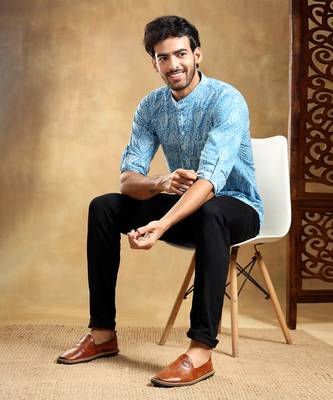 Amber blue cotton hand block shirt 3