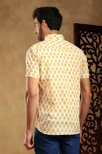 Mogra hand block cotton shirt