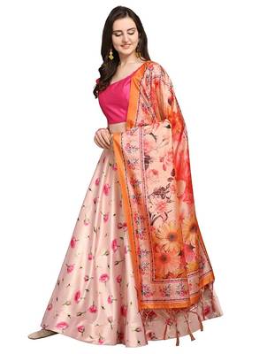 Light Pink Semi-Stitched Lehenga Choli Set With Dupatta 1