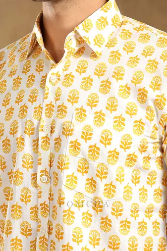 Mogra hand block cotton shirt
