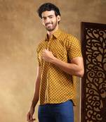 Darpan mustard cotton hand block shirt