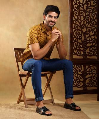 Darpan mustard cotton hand block shirt 4