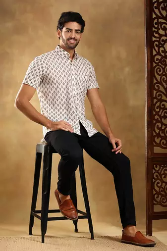 Chandan cotton hand block shirt