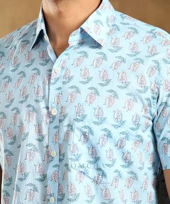 Vistaar blue cotton hand block shirt 5