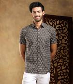 Dahleez brown cotton hand block shirt