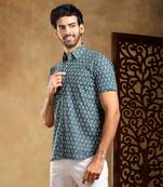 Dahleez blue cotton hand block shirt