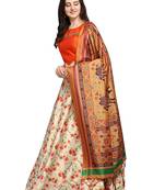 White Semi-Stitched Lehenga Choli Set With DUpatta