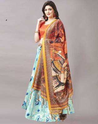 Light-Blue Semi-Stitched Lehenga Choli Set With Dupatta 2