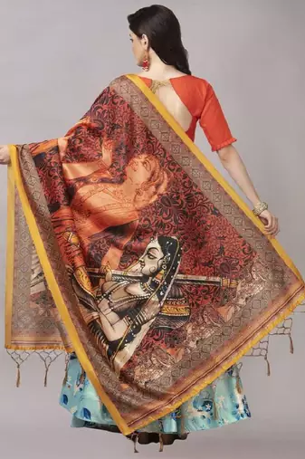 Light-Blue Semi-Stitched Lehenga Choli Set With Dupatta