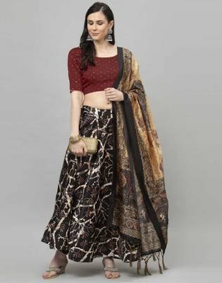 Black Semi-Stitched Lehenga Choli Set With Dupatta 2