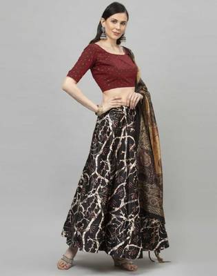 Black Semi-Stitched Lehenga Choli Set With Dupatta 3
