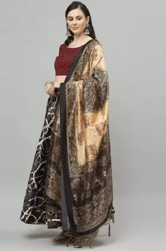 Black Semi-Stitched Lehenga Choli Set With Dupatta