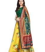 Yellow Semi-Stitched Satin Silk Lehenga Choli Set With Dupatta