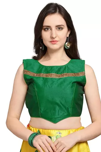 Yellow Semi-Stitched Satin Silk Lehenga Choli Set With Dupatta