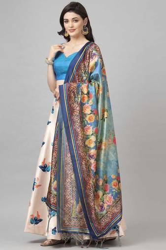 White Semi-Stitched Lehenga Choli Set With DUpatta