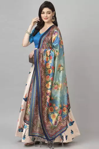White Semi-Stitched Lehenga Choli Set With DUpatta