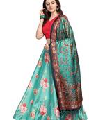 Rama Satin Silk Lehenga Choli Set With Dupatta