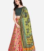 Peach Satin Silk Lehenga Choli Set With Dupatta