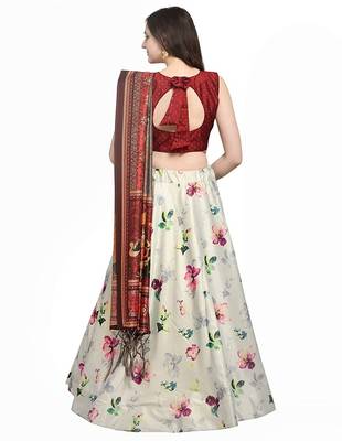 White Semi-Stitched Lehenga Choli Set With DUpatta 3