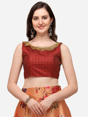 Orange Semi-Stitched Lehenga Choli Set With Dupatta 4