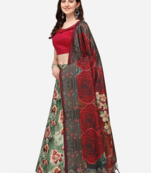 Grey Semi-Stitched Lehenga Choli Set With Dupatta