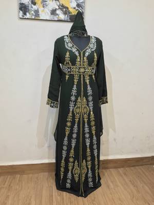 Black color Full Sleeves Handmade Moroccan Kaftan 1