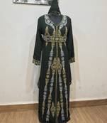 Black color luxurious Full Sleeves Handmade Moroccan Kaftan.