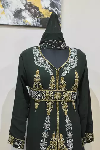 Black color Full Sleeves Handmade Moroccan Kaftan