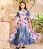 Aarika  girls party wear pink colour floral print georgette gown
