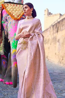 Purple kanjivaram style of silk bland thread & Zari weaving saree with Blouse 2