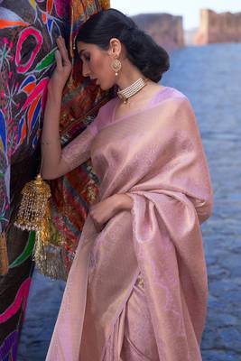 Purple kanjivaram style of silk bland thread & Zari weaving saree with Blouse 3