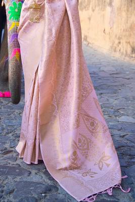 Purple kanjivaram style of silk bland thread & Zari weaving saree with Blouse 4