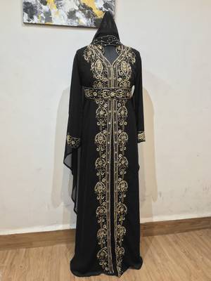 Black color Full Sleeves Handmade Moroccan Kaftan 1