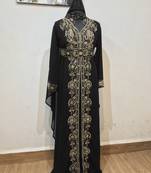 Black color luxurious Full Sleeves Handmade Moroccan Kaftan.