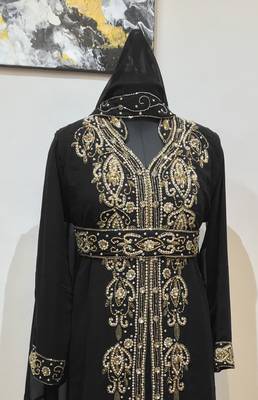 Black color Full Sleeves Handmade Moroccan Kaftan 2